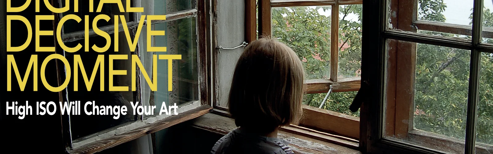 Ausschnitt einer Illustrierten Titelseite mit einer hochaufgelösten Digitalfotografie, auf der ein kleines Kind durch ein Fenster ins Grüne schaut. | KonzeptDesignKunst