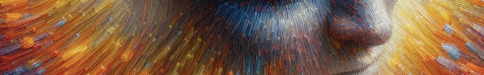 Grafik aus lauter kleinen farbigen Linien, die aus einem Gesichtsausschnitt vom Augenlied bis zum Mund hervorgehen. | konzeptdesignkunst